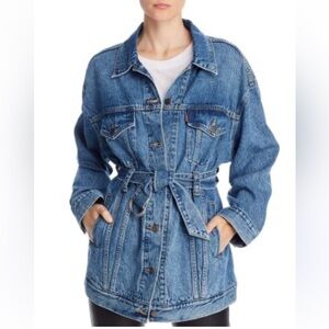 Rare LEVIS Belted Dolman Denim Trucker Jacket Women’s Xl Oversized Fit